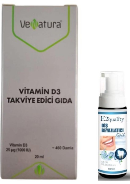 Venatura Vitamin D3 Takviye Edici Gıda 1000 Iu 20 Damla - Diş Beyazlatıcı Köpük Hediye