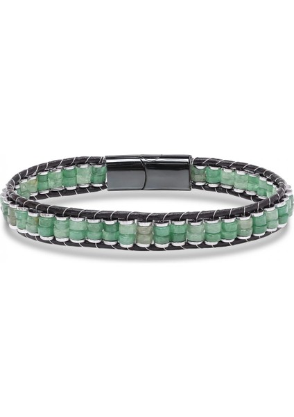 Yeşil Aventurin & Hematit Çelik Örgülü Deri Bileklik 33512B22D5 fırsatları