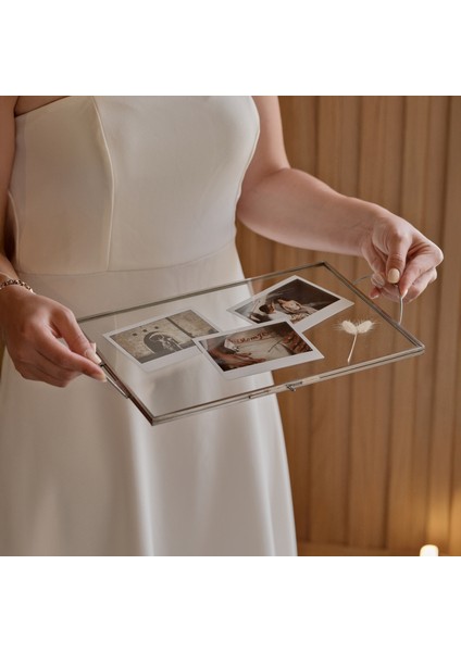 Gümüş Nişan Tepsisi | Cam | Kapaklı | Düğün | Söz | Damat Kahvesi | Organizasyon Malzemeleri 30X20