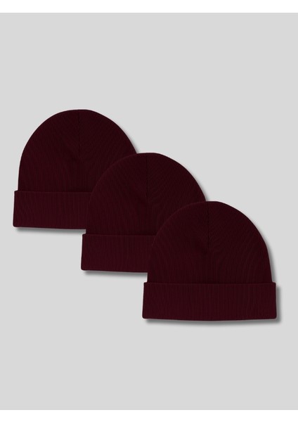 Unisex 3'lü Basic Katlamalı Bere