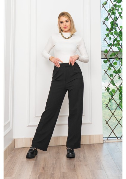 Cırt Detaylı Likralı Palazzo Cepli Pantolon 30315