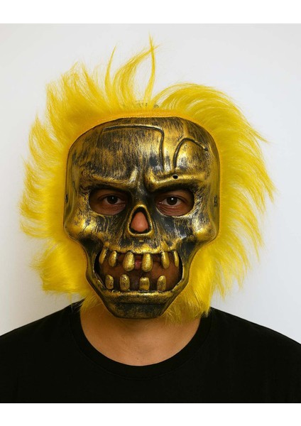 Depomix Wild Skull - Bakır Kafatası Sarı Saçlı Iskelet Maske