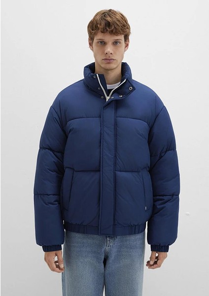 Dik Yaka Mavi Şişme Mont 0110609-89353 fırsatları