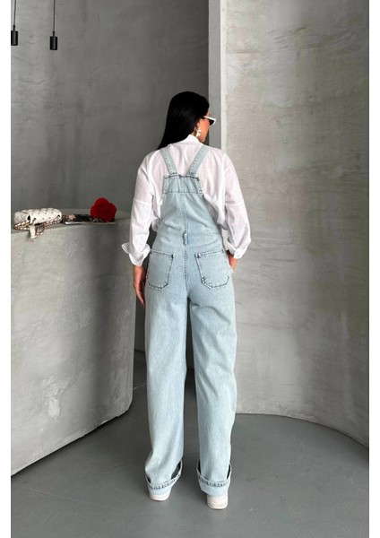 Pantolon Kar Yıkama Salopet Mavi D2514