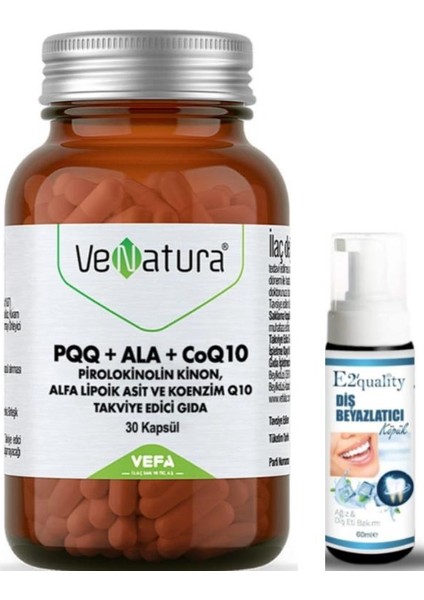 Venatura PQQ+ALA+COQ10 Takviye Edici Gıda 30 Kapsül - Diş Beyazlatıcı Köpük Hediye