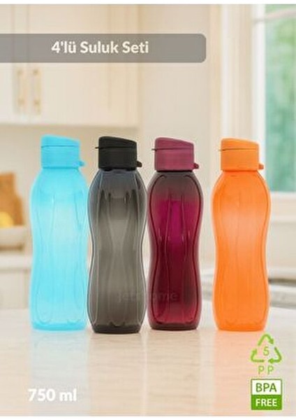 Su Şişesi Kapaklı Matara 750 ml 4 Renk Seçeneğiyle Hafif ve Dayanıklı