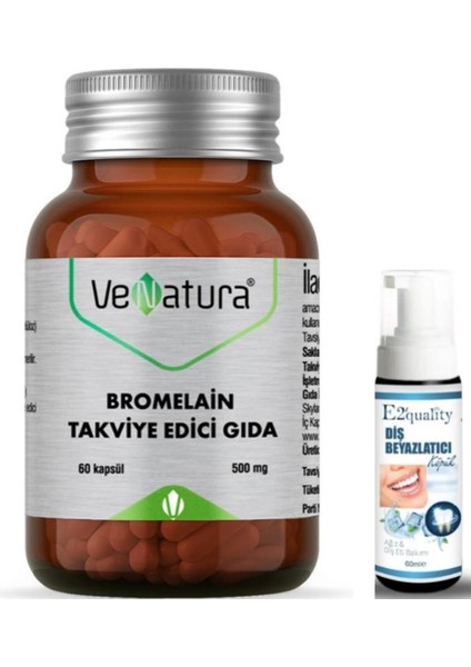 Venatura Bromelain Takviye Edici Gıda 60 Kapsül - Diş Beyazlatıcı Köpük Hediye