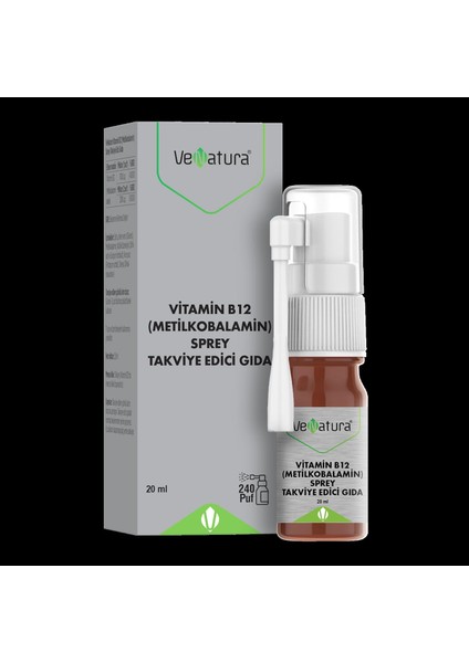 Venatura Vitamin B12 Metilkobalamin Sprey Takviye Edici Gıda 20 ml