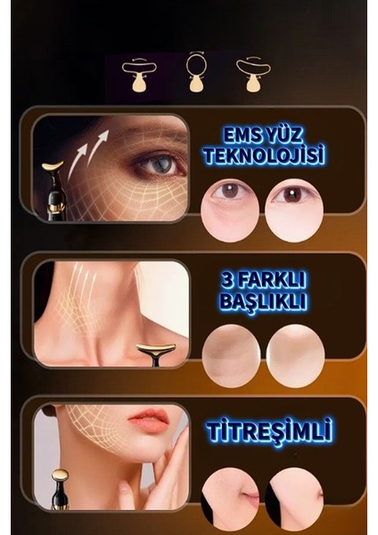 Titreşimli Yüz Boyun Gıdı Masaj ve Serum Yedirme Cihazı Thermo Skin 3in1 modelleri