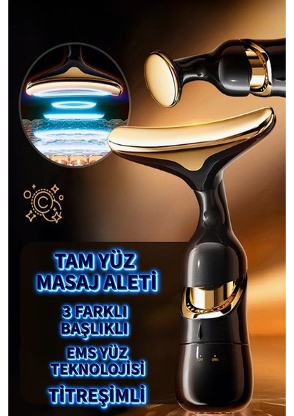 Titreşimli Yüz Boyun Gıdı Masaj ve Serum Yedirme Cihazı Thermo Skin 3in1