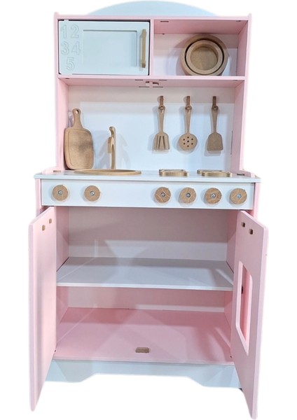 Pembe Ahşap Oyuncak Mutfak Seti – 12 Parça Aksesuar + LED Işıklı– Kız Çocukları Için Mutfak Oyuncağı modelleri
