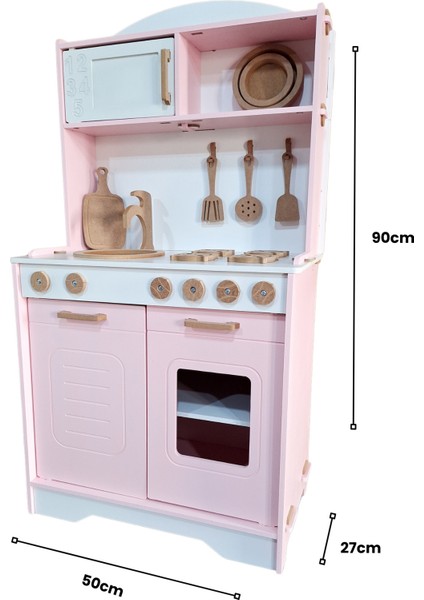 Pembe Ahşap Oyuncak Mutfak Seti – 12 Parça Aksesuar + LED Işıklı– Kız Çocukları Için Mutfak Oyuncağı fırsatları