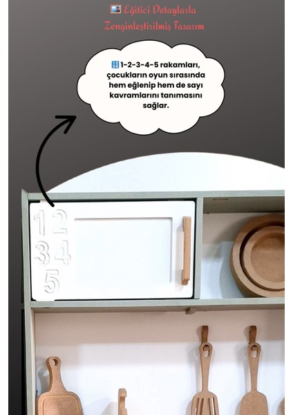 Pembe Ahşap Oyuncak Mutfak Seti – 12 Parça Aksesuar + LED Işıklı– Kız Çocukları Için Mutfak Oyuncağı