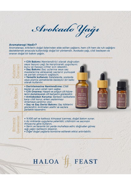 Haloa Feast Avokado Yağı - Avocado Oil 10 ml 0,3fl.oz Akışlı Kapak fiyatları