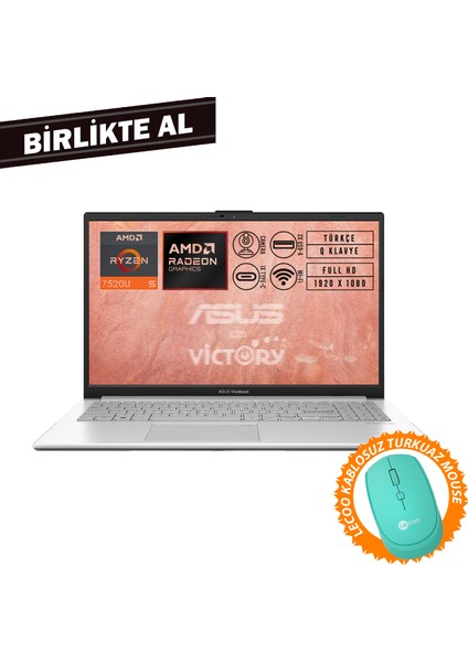 Vivobook Go 15 Amd Ryzen 5 7520U 8gb 1tb SSD 15.6" Fhd W11P + Mouse E1504FA-NJ115 016