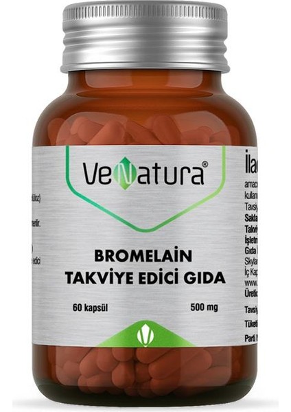 Venatura Bromelain Takviye Edici Gıda 60 Kapsül
