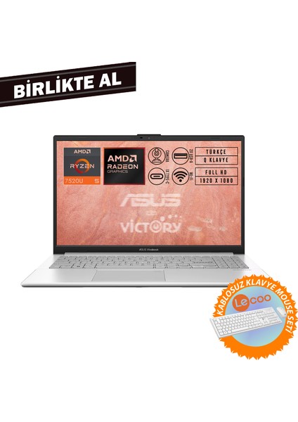 Vivobook Go 15 Amd Ryzen 5 7520U 8gb 512GB SSD 15.6" Fdos+ Klavye-Mouse Set E1504FA-NJ115 008