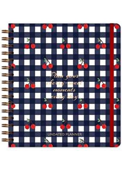 Kareli Ajanda Süresiz Planlayıcı 224 Sayfa Kiraz Desenli 19x21 cm