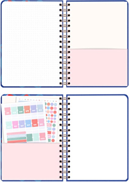 A5 Spiralli Süresiz Planlayıcı Ajanda 15x21 cm 104 Yaprak Mavi Renkli