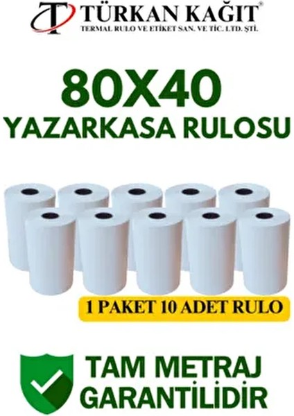 Termal Rulo Yazar Kasa Adisyon Rulosu 80MM X 40MT 10 Adet Tam Metraj Garantili fırsatları