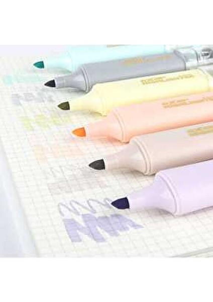 Fosforlu Kalem Seti 6 Renk Pastel Renkler Şeffaf Kapaklı 32x121x108 MM