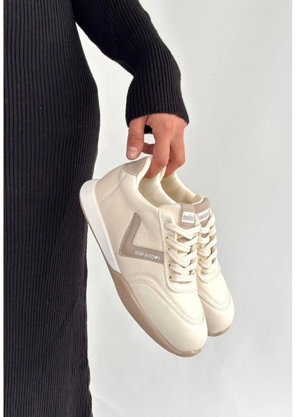 Jowen Bej Cilt Vizon Detaylı Bağcıklı Spor Ayakkabı modelleri