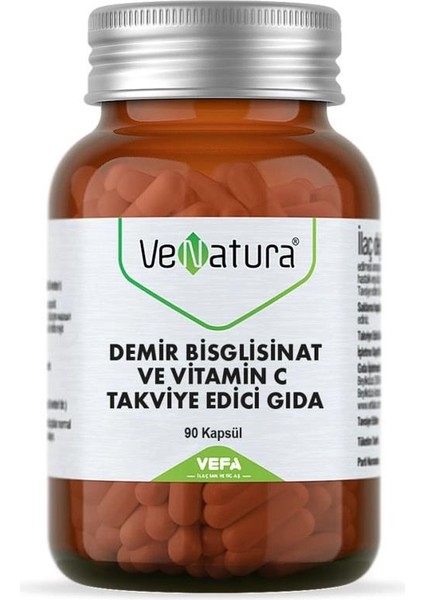 Venatura Demir Bisglisinat ve Vitamin C 90 Kapsül