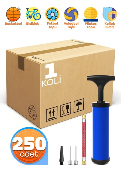 1 Koli | 250 Adet Şişirme Pompa Seti Futbol Bisiklet Topu Şişme Yatak Simit Şişirme Pompası 20CM