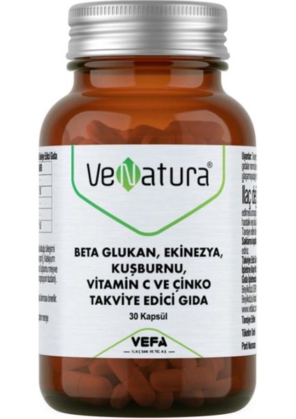 Venatura Beta Glukan, Ekinezya, Kuşburnu, Vitamin C ve Çinko 30 Kapsül