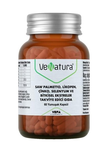 Venatura Saw Palmetto, Likopen, Çinko, Selenyum 60 Yumuşak Kapsül