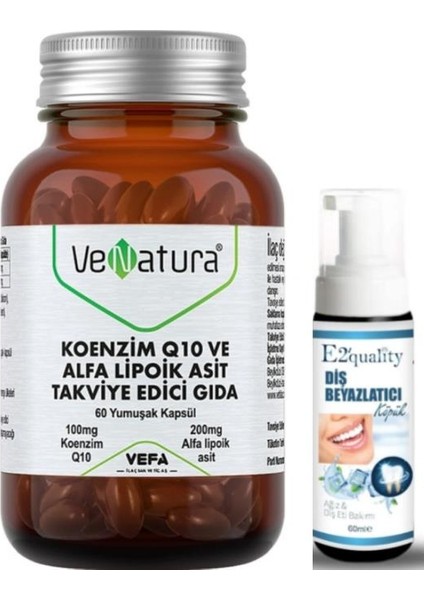 Venatura Koenzim Q10 ve Alfa Lipoik Asit 60 Yumuşak Kapsül - Diş Beyazlatıcı Köpük Hediye
