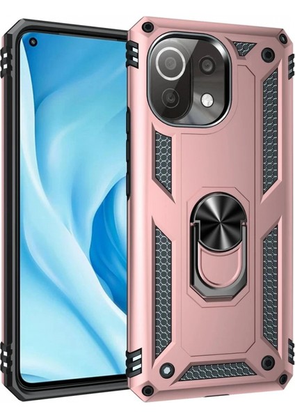 Xiaomi Mi 11 Lite Kılıf Sofya Yüzüklü Silikon Kapak - Rose