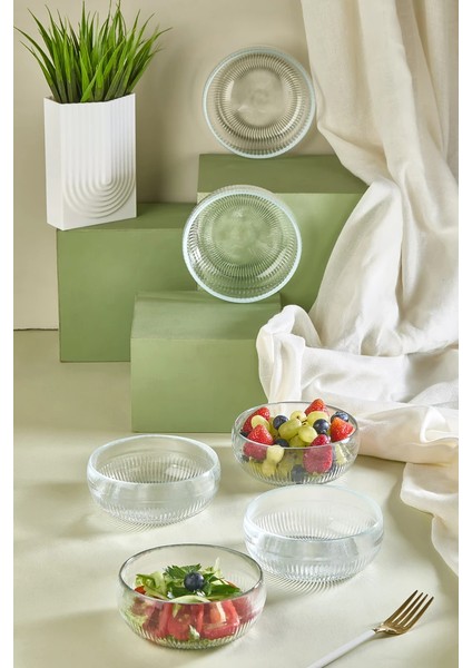 Velora 6 Parça Cam Çerez - Sos - Lokum Mini Sunum Kasesi - 11 cm