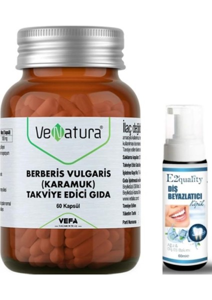 Venatura Berberis Vulgaris Takviye Edici Gıda 60 Kapsül - Diş Beyazlatıcı Köpük Hediye
