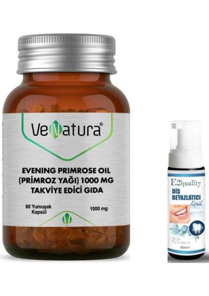 Venatura Evening Primrose Oil (Primroz Yağı) 1000 Mg 60 Kapsül - Diş Beyazlatıcı Köpük Hediye