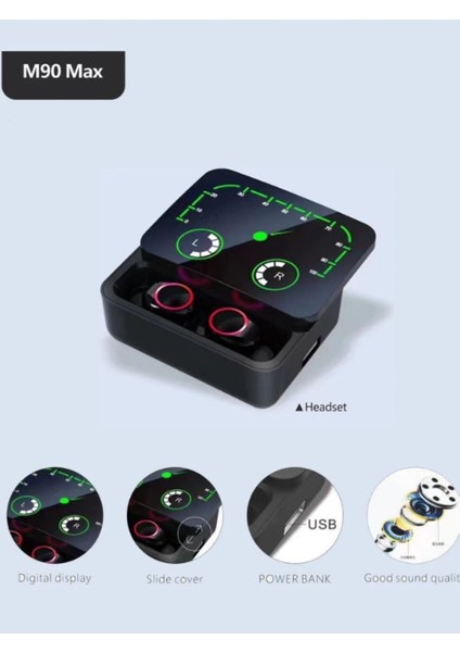Full Hd Stereo Ses Mikrofonlu Powerbanklı Gaming Oyuncu 5.3 Bluetooth M90 Max Kablosuz Kulaklık fiyatları