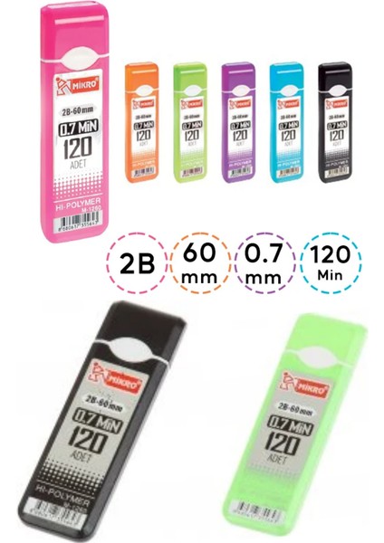 120 Li Uç 0,7 mm (2 Paket) 60 mm Mikro