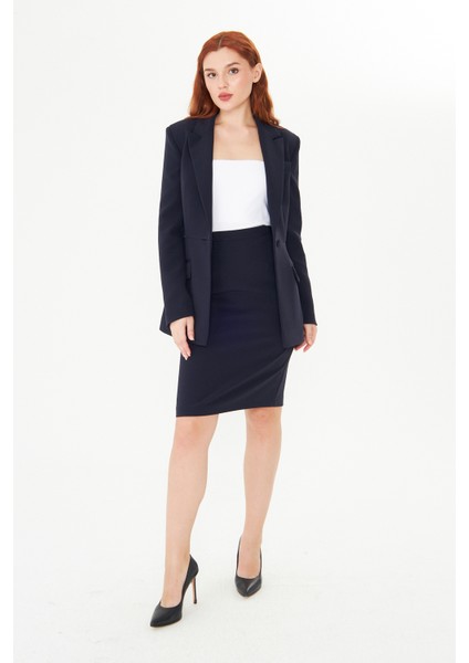 Kadın Lacivert Blazer Ceket ve Kalem Etek Takım – Klasik Şıklık & Profesyonel Ofis Takım Elbise indirimleri