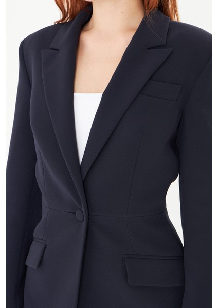 Kadın Lacivert Blazer Ceket ve Kalem Etek Takım – Klasik Şıklık & Profesyonel Ofis Takım Elbise