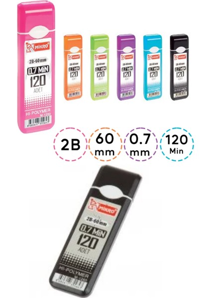 120 Li Uç 07 mm (1 Paket) 60 mm Mikro