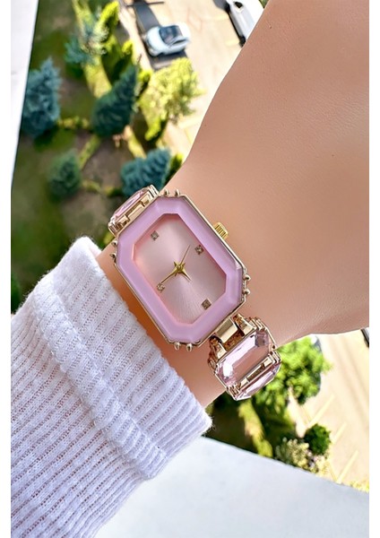 Volde Model Minimal Kristal Taşlı Pembe Bagetvintage Tasarım Kadın Kol Saati modelleri