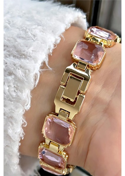 Volde Model Minimal Kristal Taşlı Pembe Bagetvintage Tasarım Kadın Kol Saati indirimleri