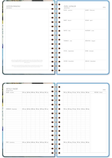 2026 A5 Spiralli Haftalık Ajanda 12 Aylık - Kolaj indirimleri
