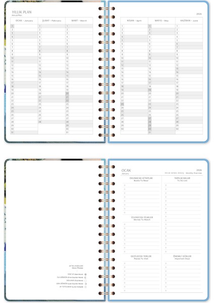 2026 A5 Spiralli Haftalık Ajanda 12 Aylık - Kolaj