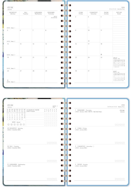 2026 A5 Spiralli Haftalık Ajanda 12 Aylık - Kolaj