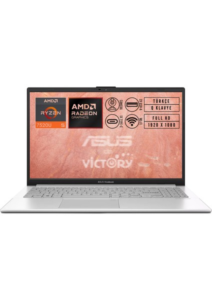 Vivobook Go 15 Amd Ryzen 5 7520U 8gb 512GB SSD 15.6" Fhd W11P Notebook E1504FA-NJ115 003