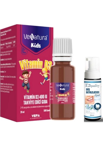 Venatura Kids Vitamin D3 400 Iu Takviye Edici Gıda 20 ml - Diş Beyazlatıcı Köpük Hediye