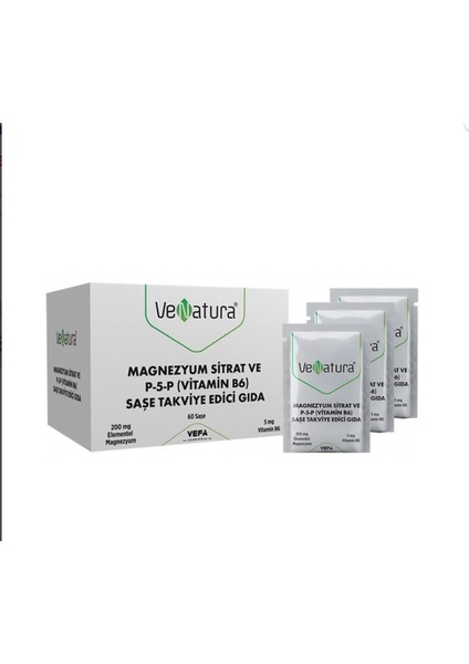 Venatura Magnezyum Sitrat ve P-5-P (Vitamin B6) 60 Saşe
