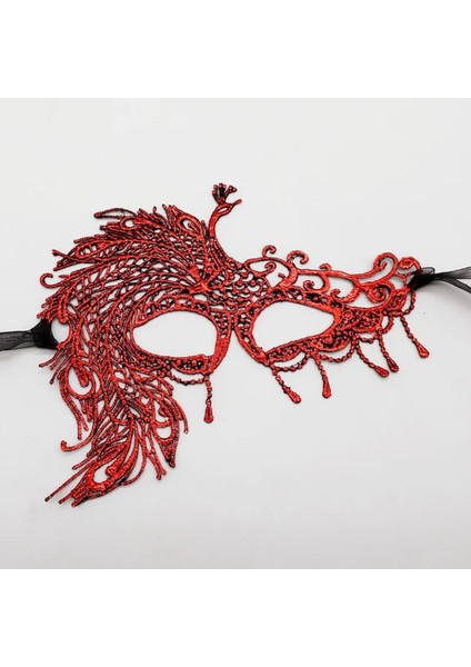 Depomix Kırmızı Dantel Masquerade Maskesi 4 No