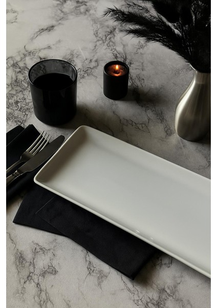 Tan 35 x 15 cm. Dikdörtgen Sunum - Servis Tabağı